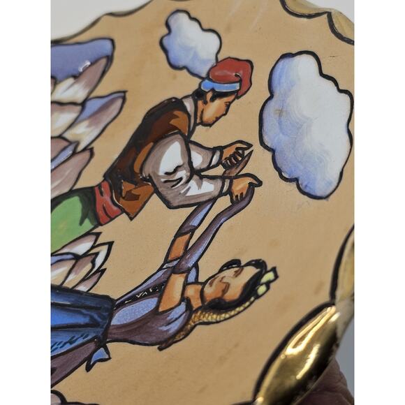 Antique Plate 1893-1923 Embossed "FOREIGN" on Back Old Folkart Dancing Couple - Picture 7 of 11